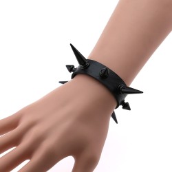 one row studded pu leather bracelet